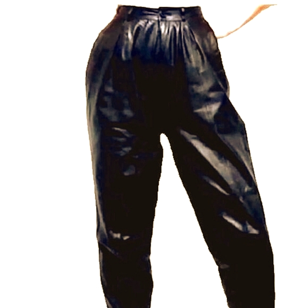 Toffs Leather Pleated Pants, Ultra High Waist, Quality, 25 inch